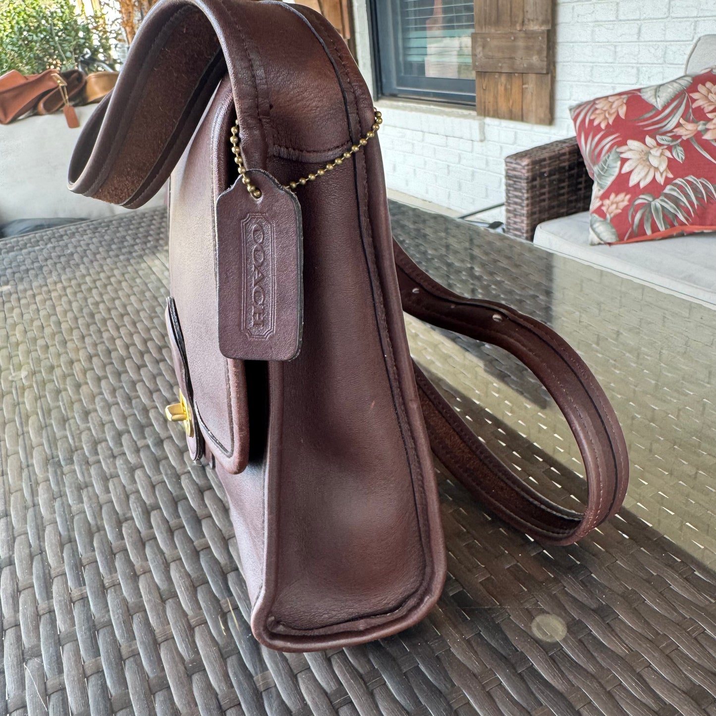 Vintage Coach Dark Brown Mahogany Shelburne Flap #9038