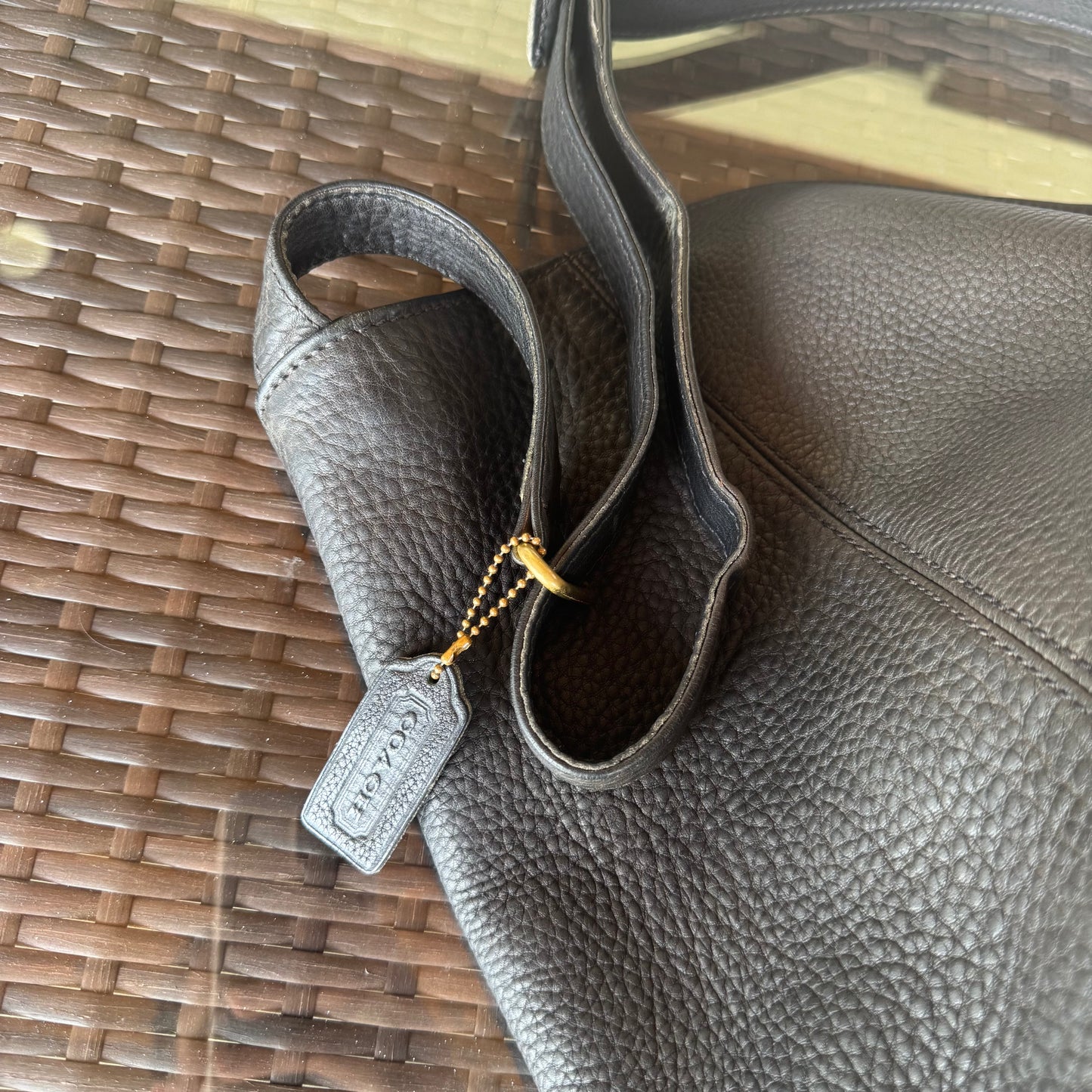 Vintage Coach Black Sonoma #4916 Soft Bucket in Natural Grain