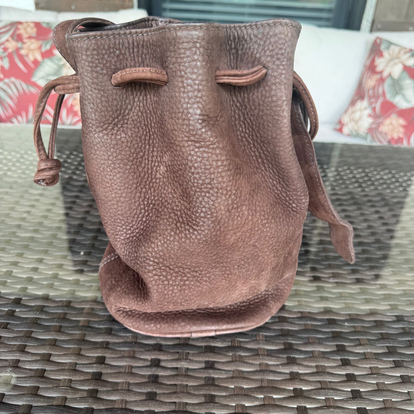 Vintage Coach Bramble Sonoma #4931 Small Drawstring Nubuc