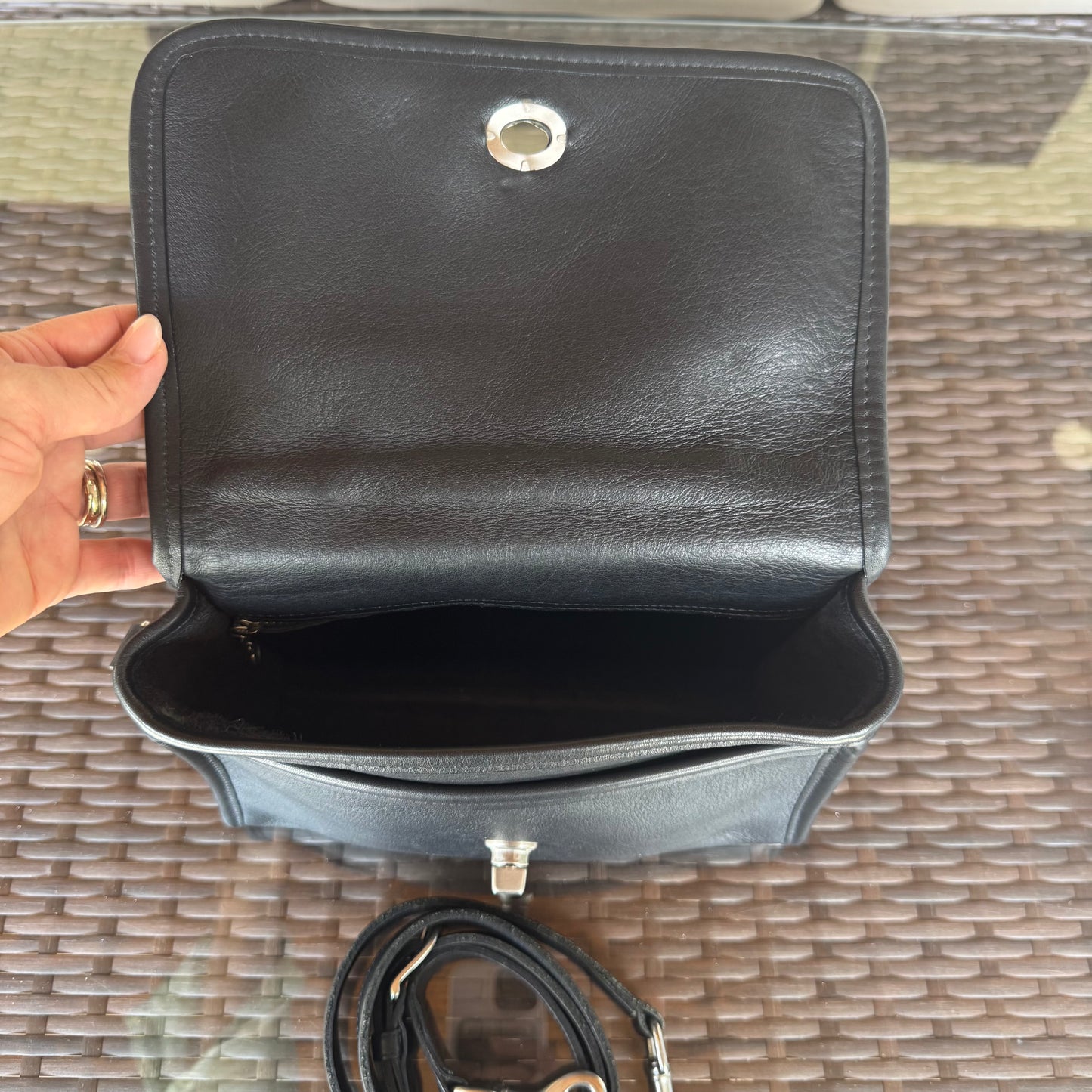 Vintage Coach Black Court Bag #9870 with Silver Nickel Hardware