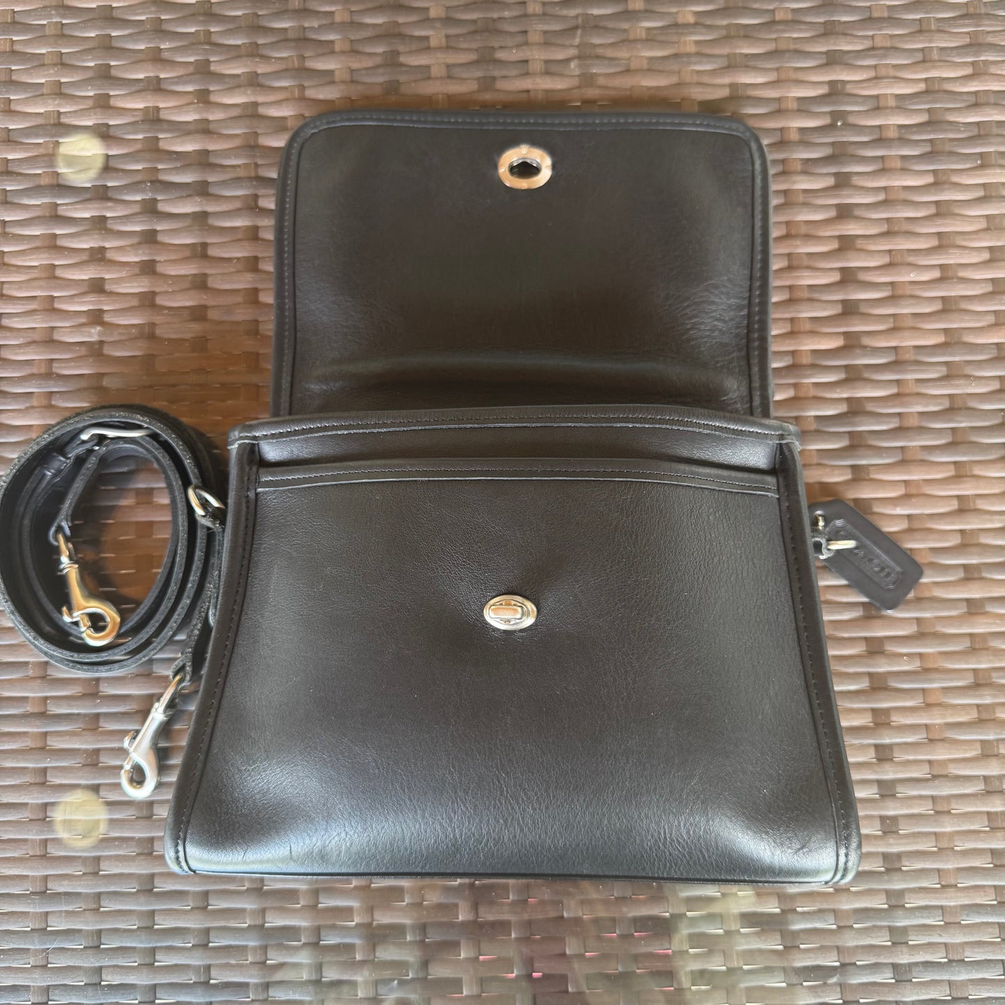 Vintage Coach Black Court Bag #9870 with Silver Nickel Hardware