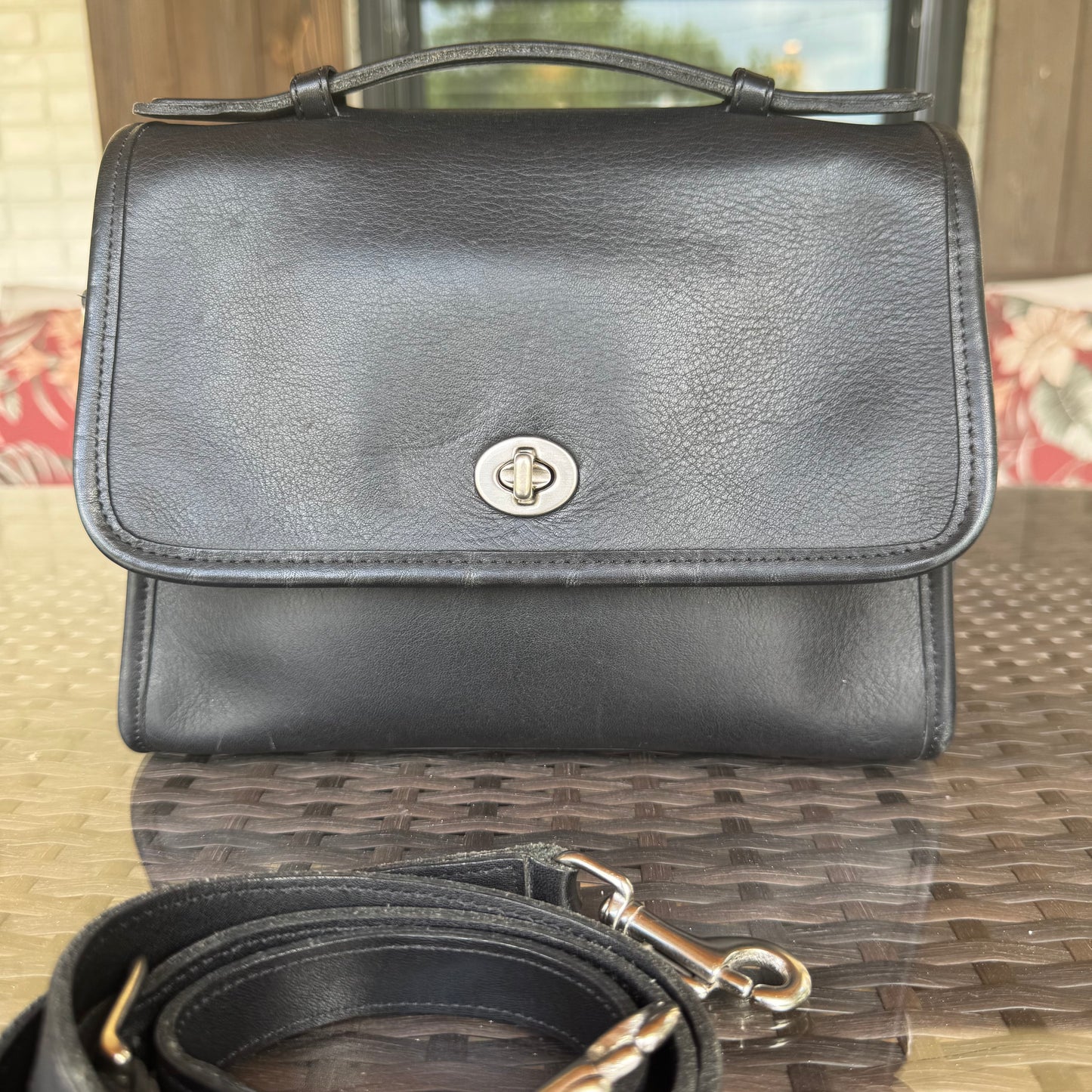 Vintage Coach Black Court Bag #9870 with Silver Nickel Hardware