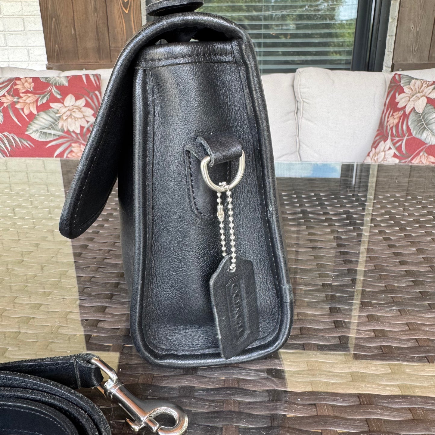 Vintage Coach Black Court Bag #9870 with Silver Nickel Hardware