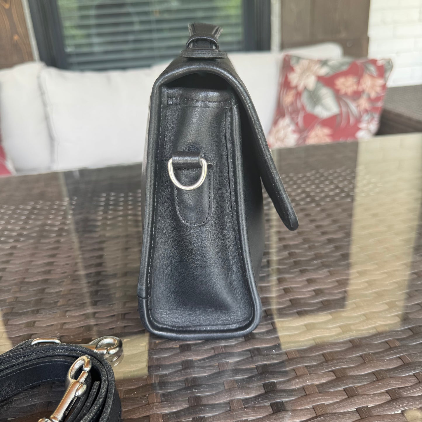 Vintage Coach Black Court Bag #9870 with Silver Nickel Hardware