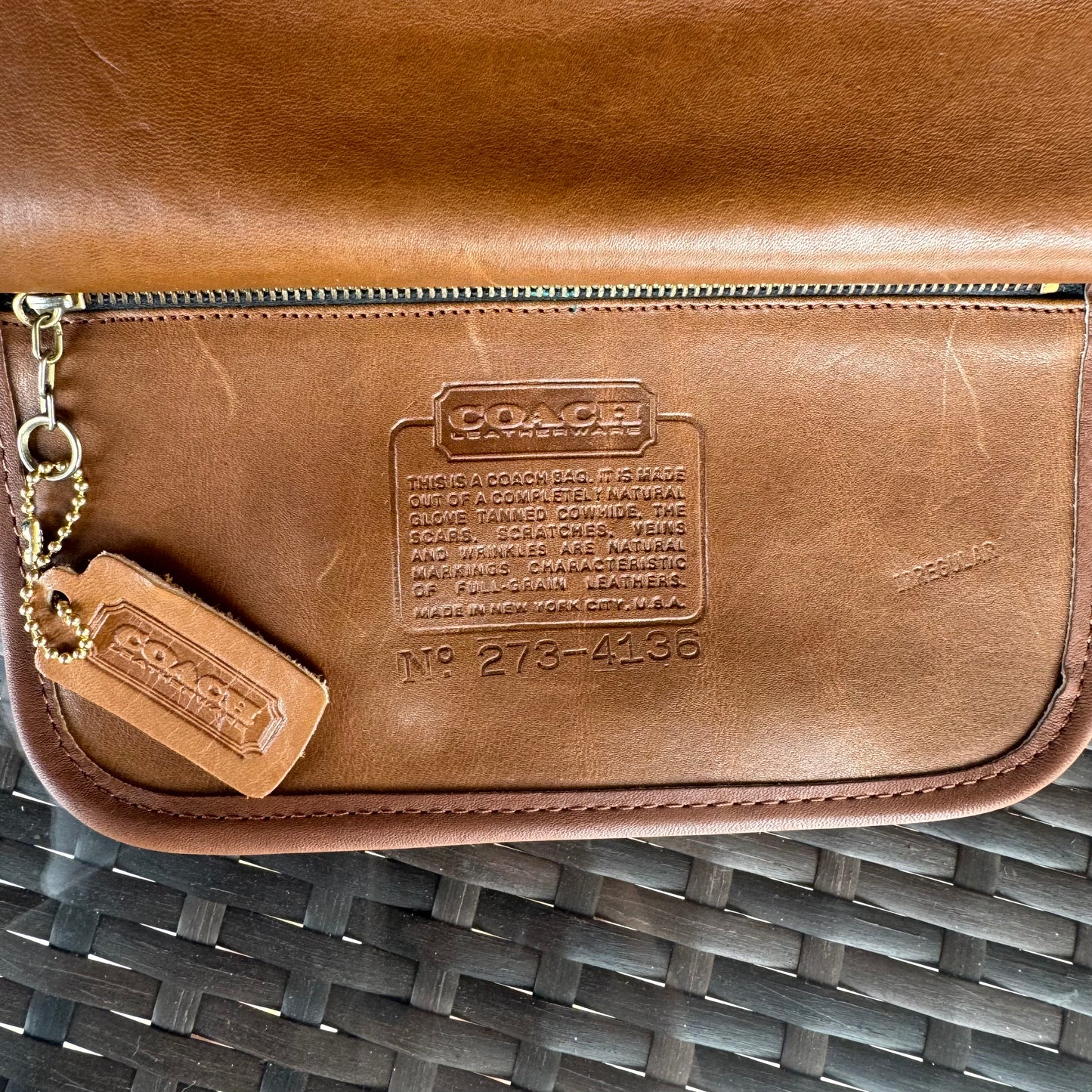 Vintage Coach British Tan Envelope Clutch #9810 made in NYC