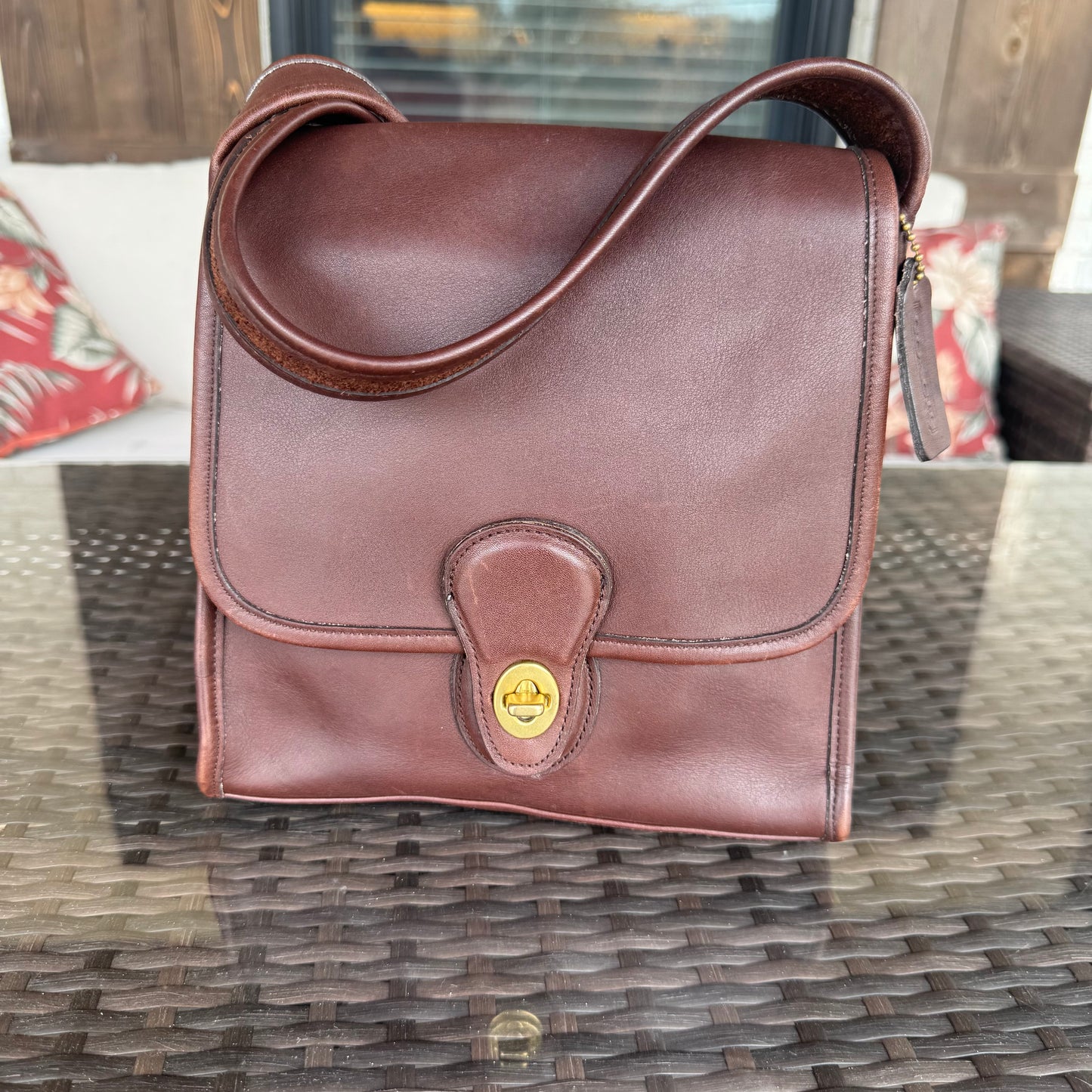 Vintage Coach Dark Brown Mahogany Shelburne Flap #9038