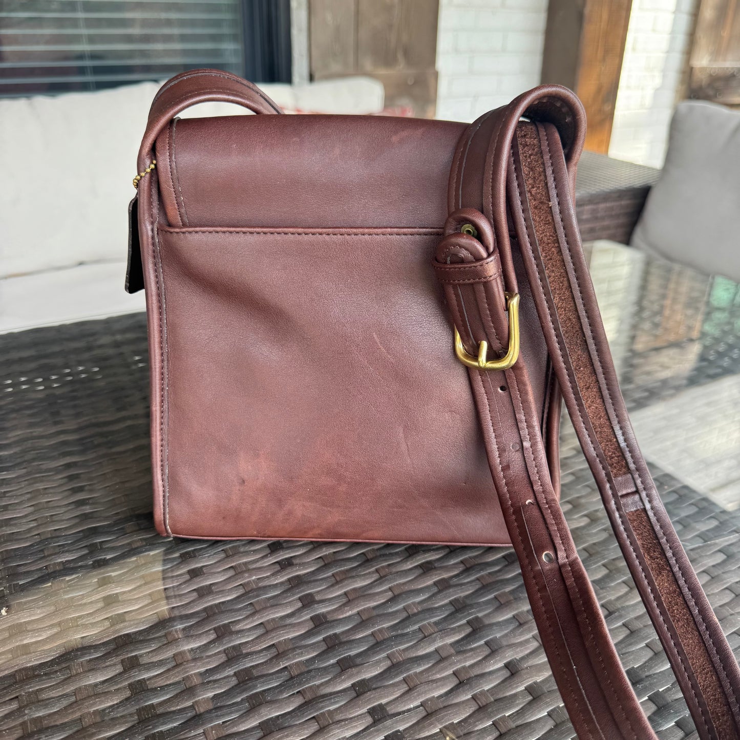 Vintage Coach Dark Brown Mahogany Shelburne Flap #9038