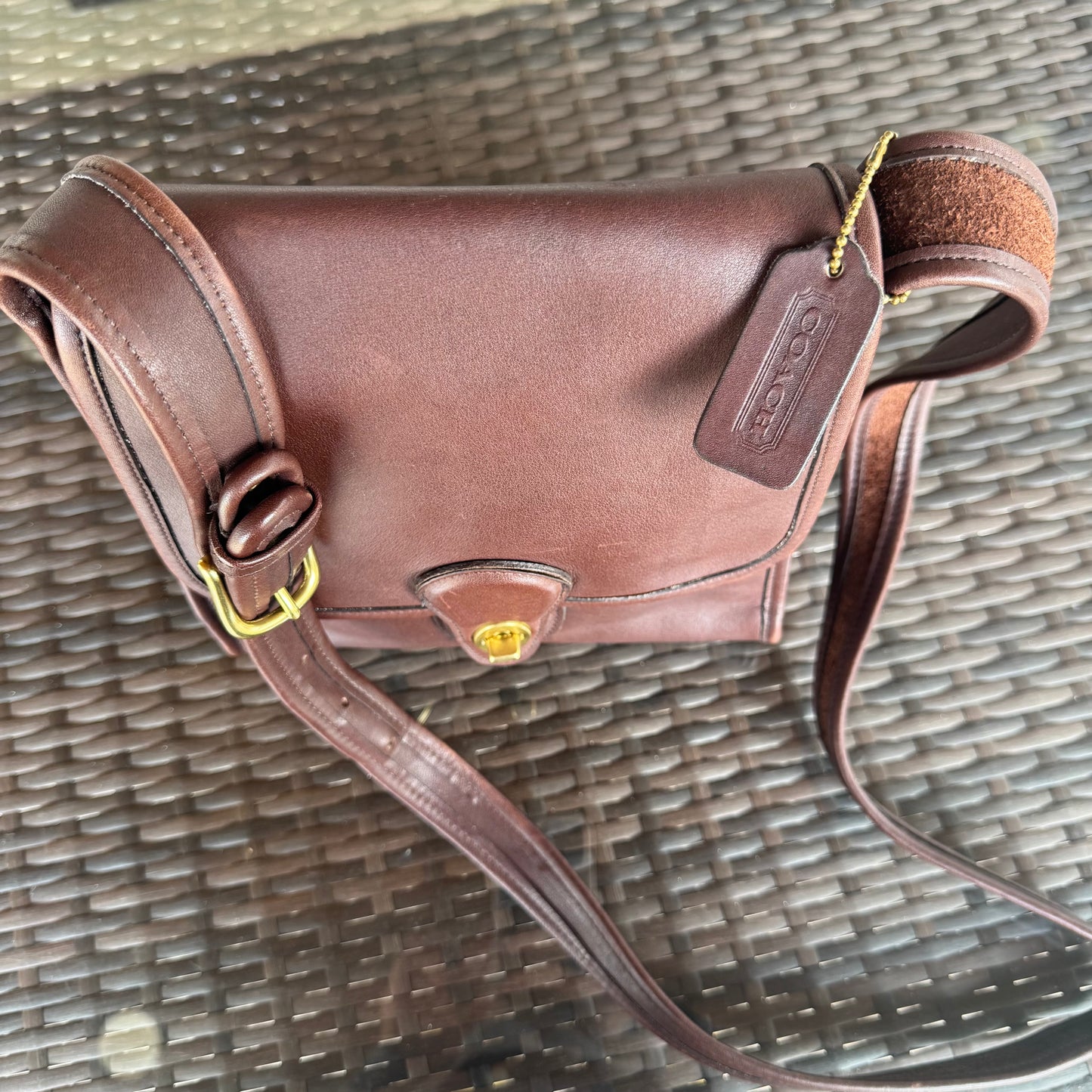 Vintage Coach Dark Brown Mahogany Shelburne Flap #9038