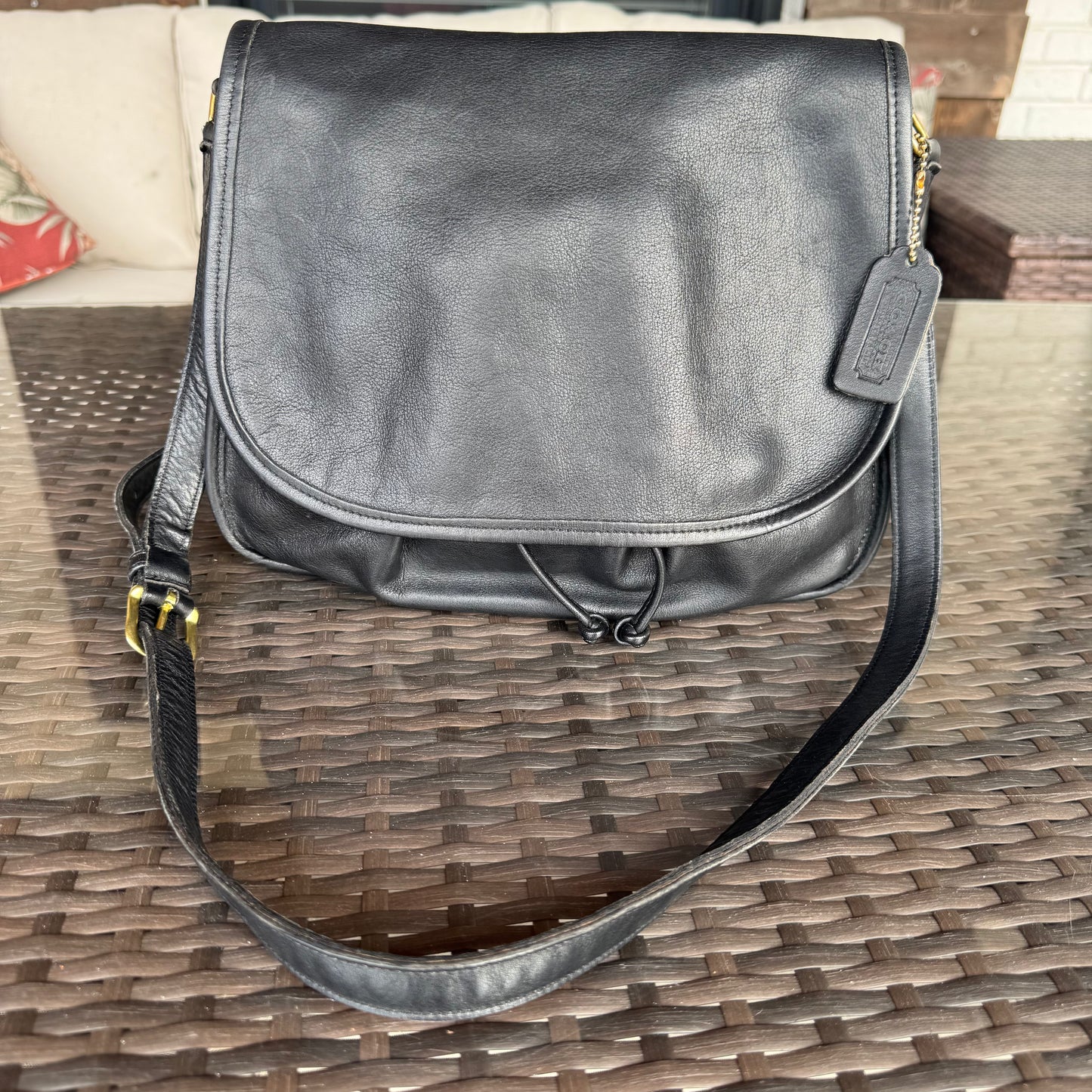 Vintage Coach Black Drawstring Shoulder Bag #4050