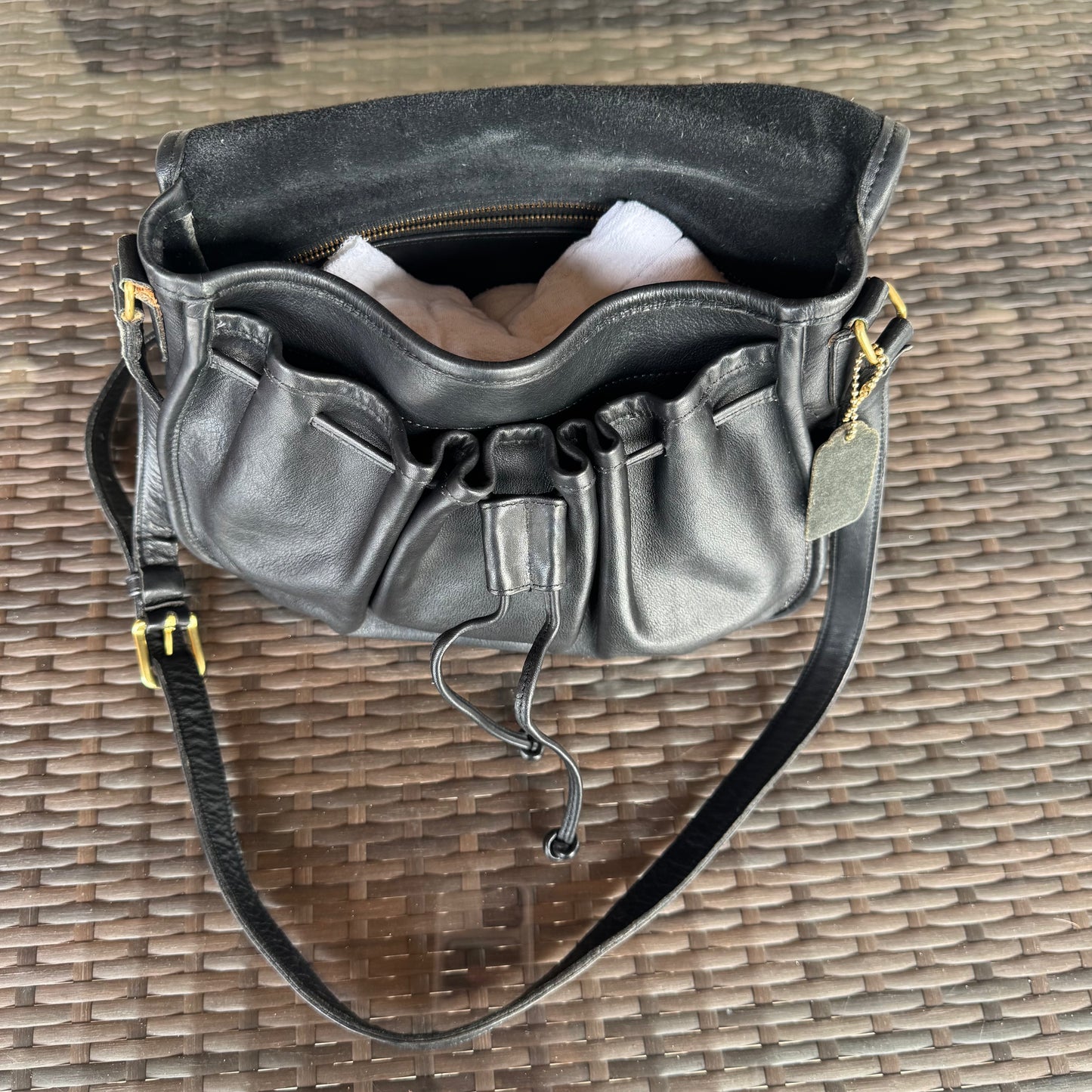 Vintage Coach Black Drawstring Shoulder Bag #4050