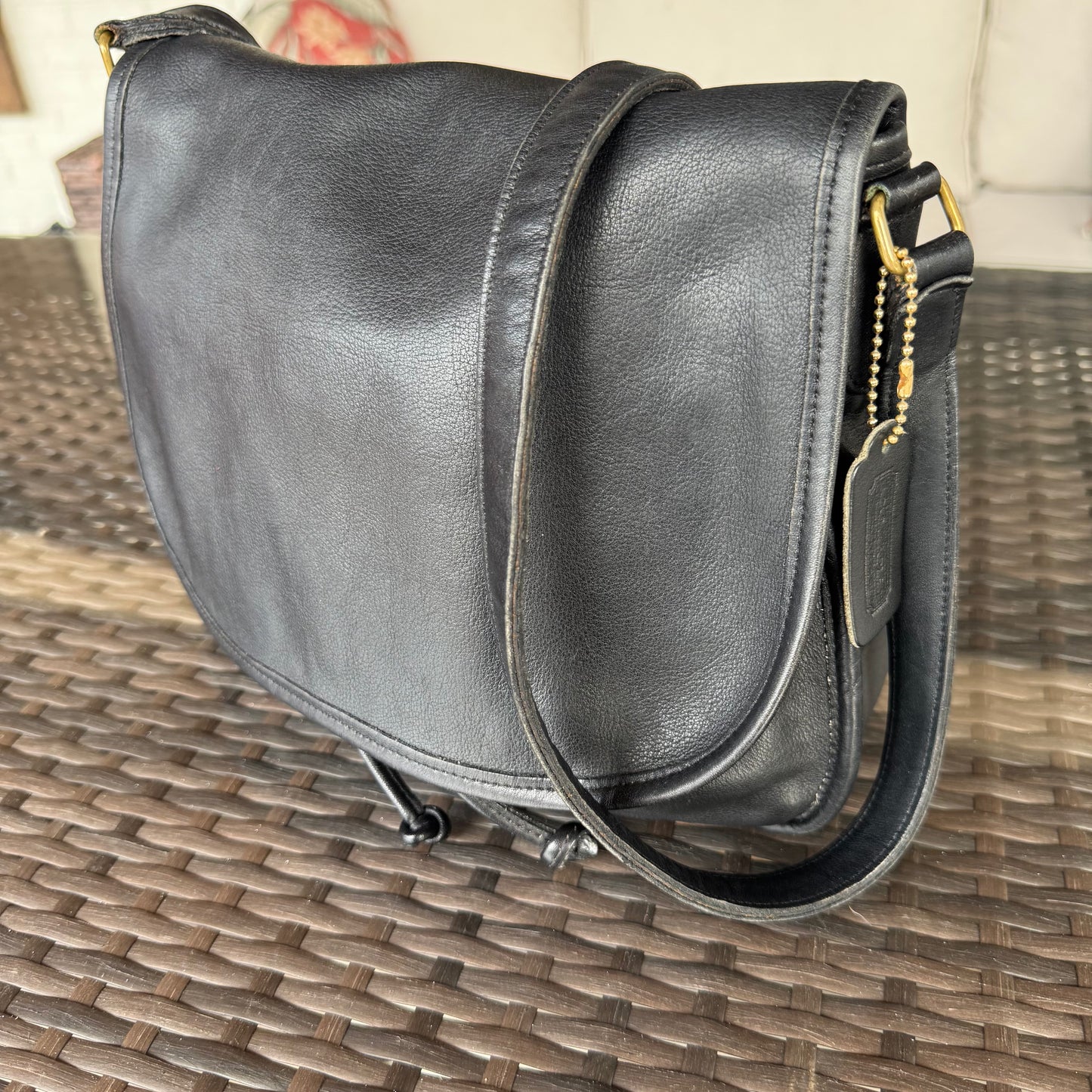 Vintage Coach Black Drawstring Shoulder Bag #4050