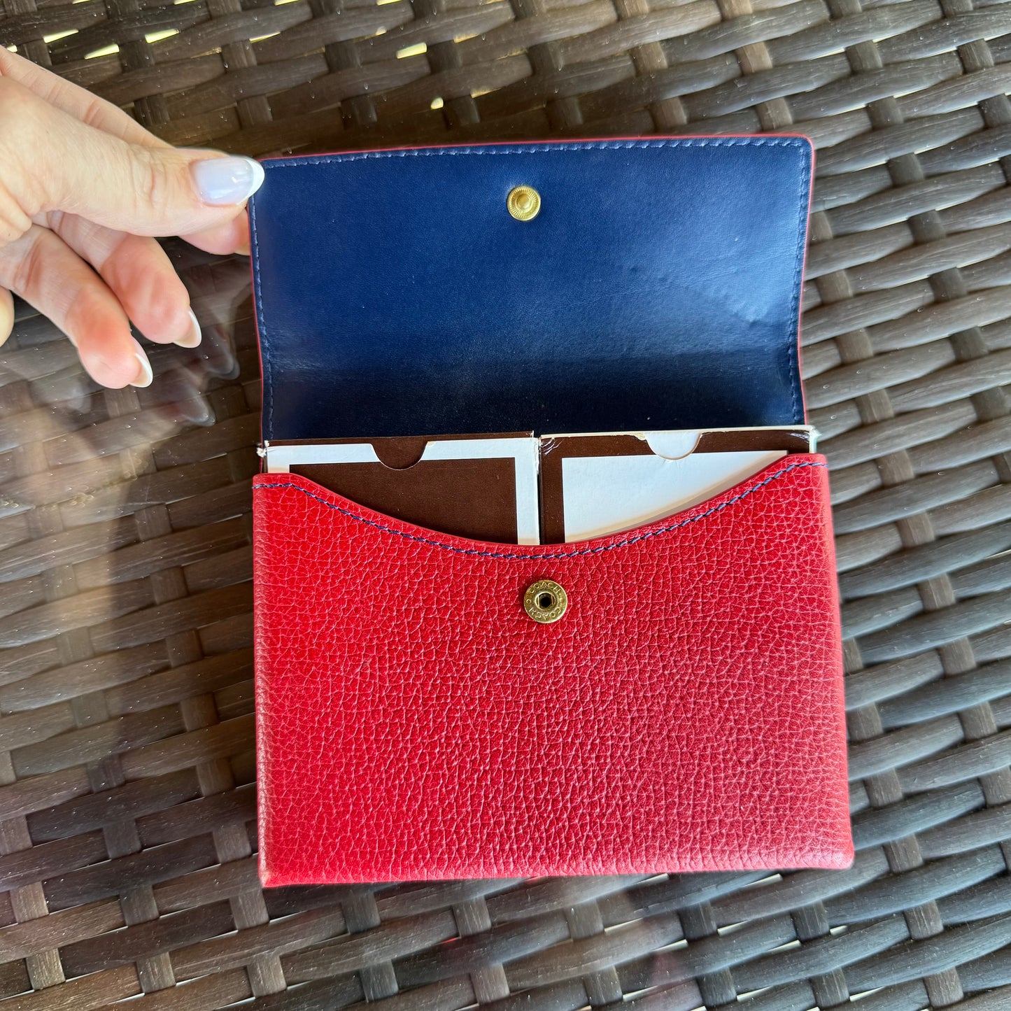 Vintage Coach Red and Blue Playing Card Deck Holder