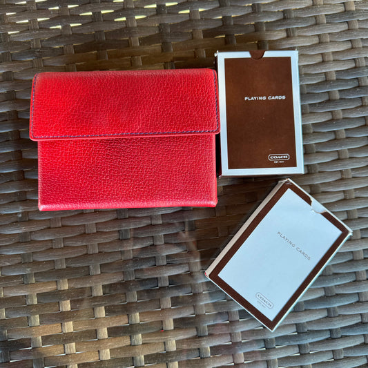 Vintage Coach Red and Blue Playing Card Deck Holder