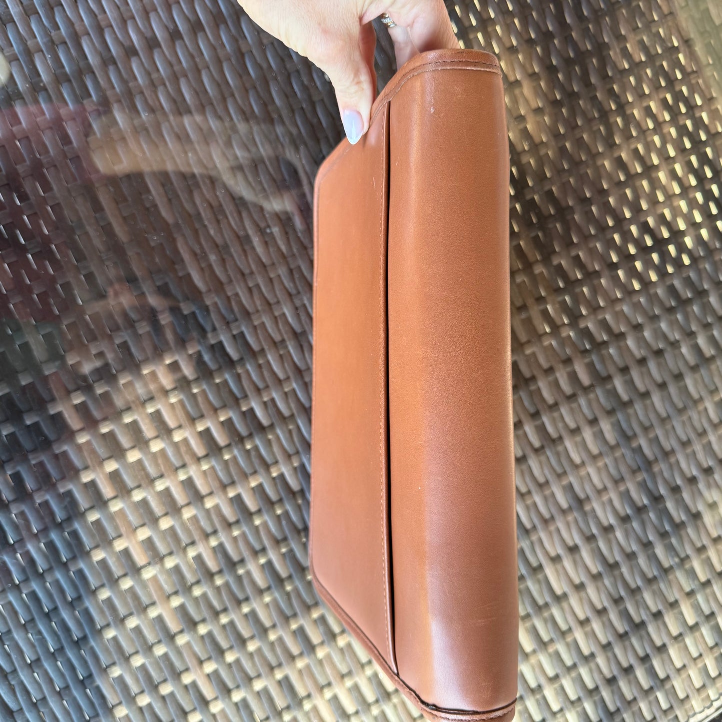 Vintage Coach British Tan Zip Around Organizer Large Planner #5223