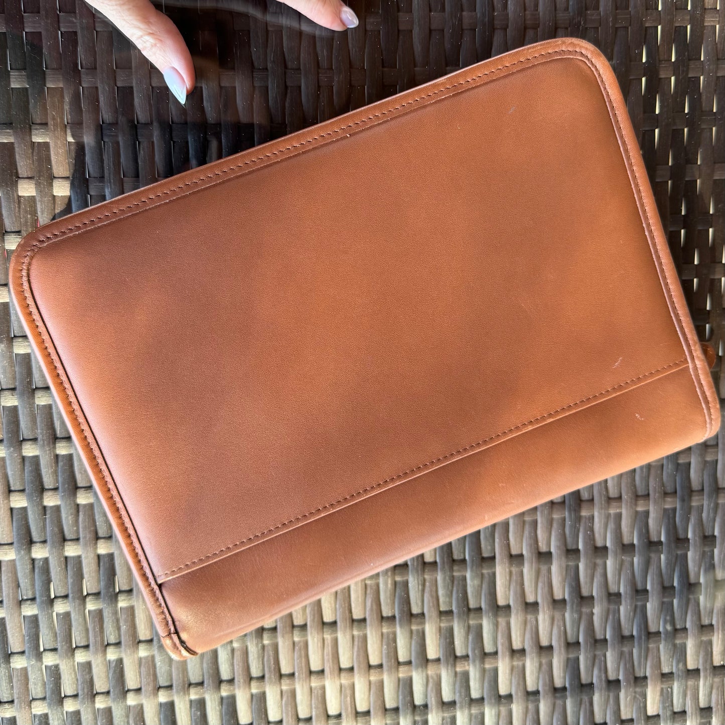Vintage Coach British Tan Zip Around Organizer Large Planner #5223
