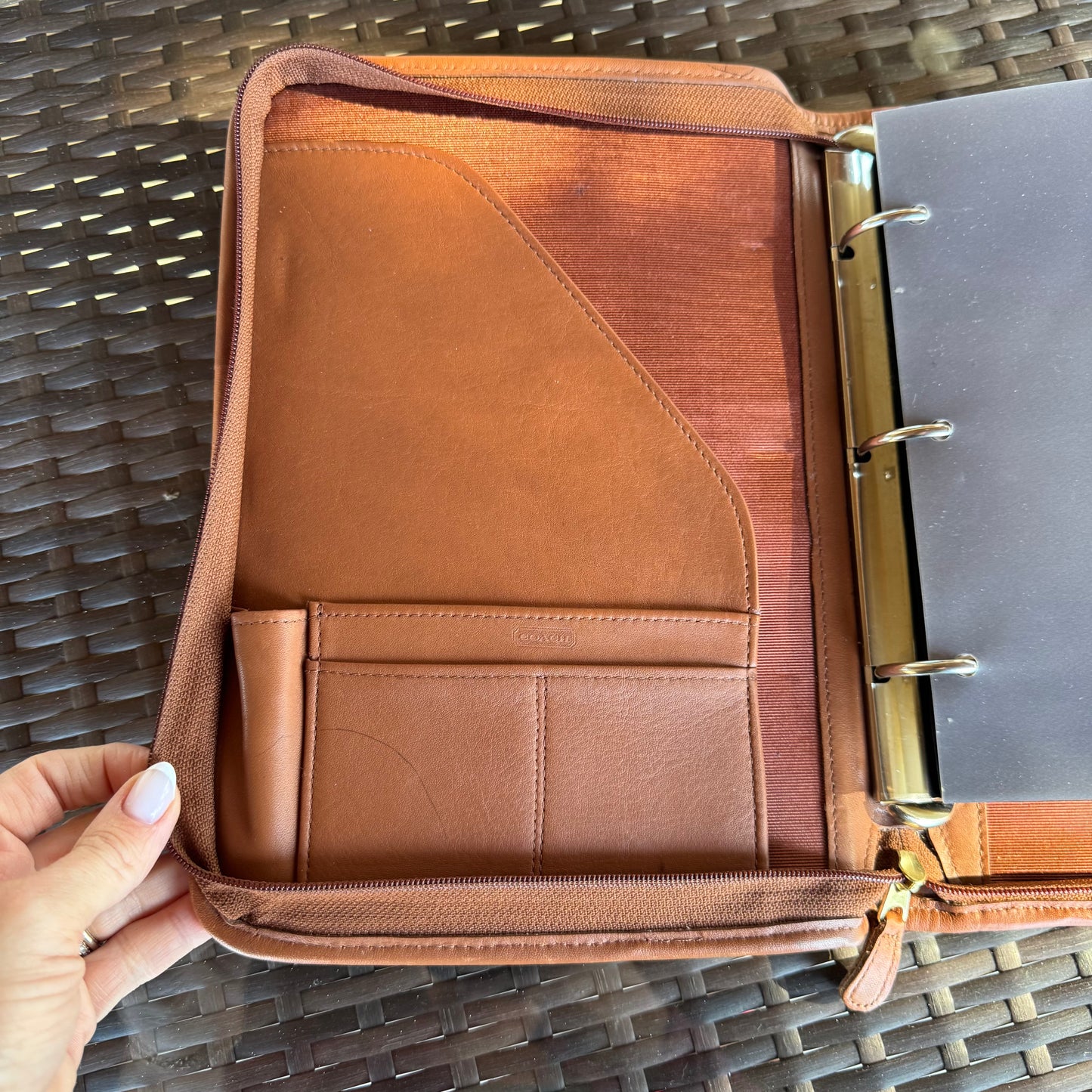 Vintage Coach British Tan Zip Around Organizer Large Planner #5223