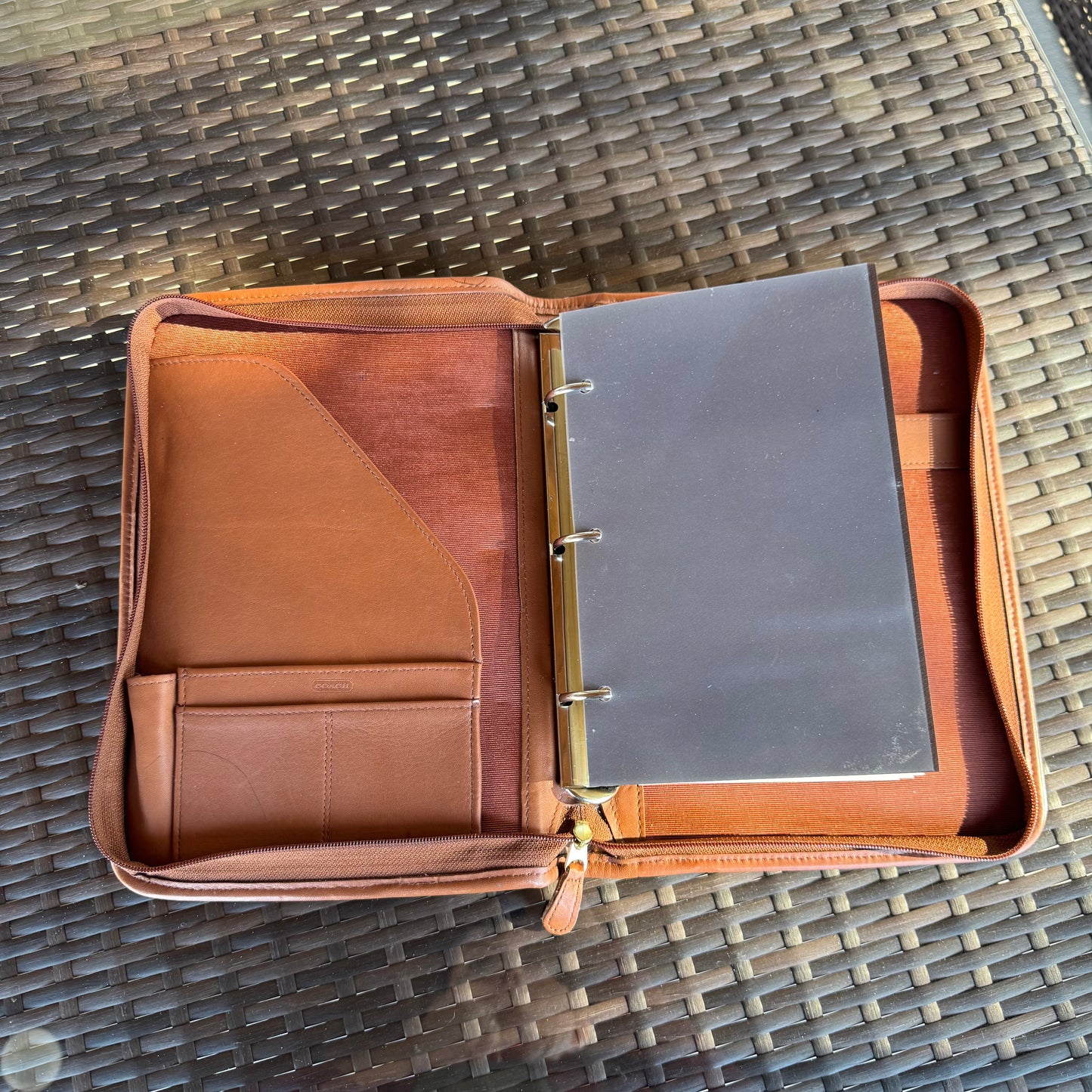 Vintage Coach British Tan Zip Around Organizer Large Planner #5223