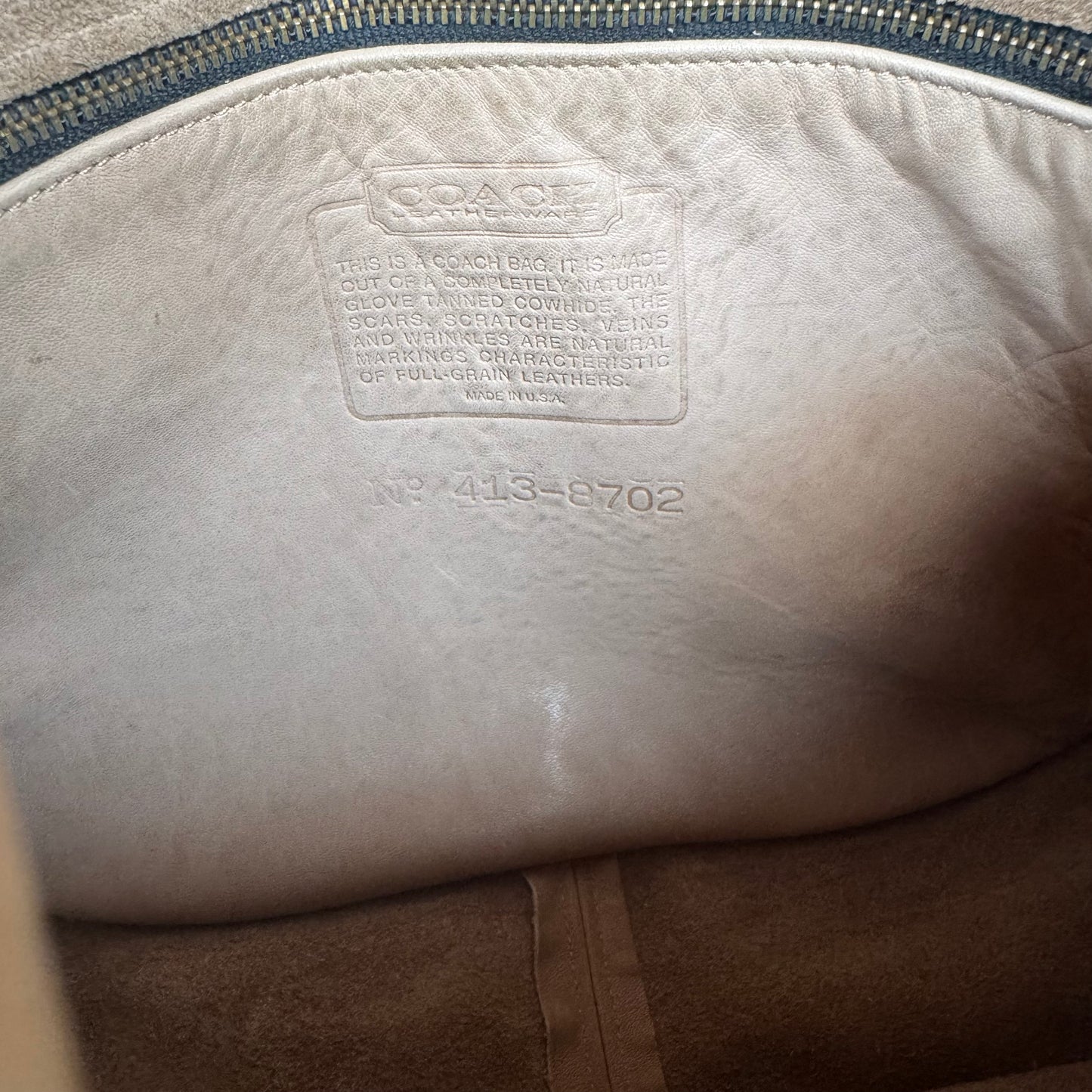 Vintage Coach #4050 Drawstring Shoulder Bag in Taupe Lightweight Leather